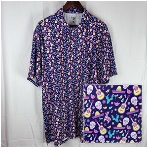 1764 Golf Polo Shirt Men 2XL Mexico Fiesta Pinata Sombrero‎ Dia De Los Muertes
